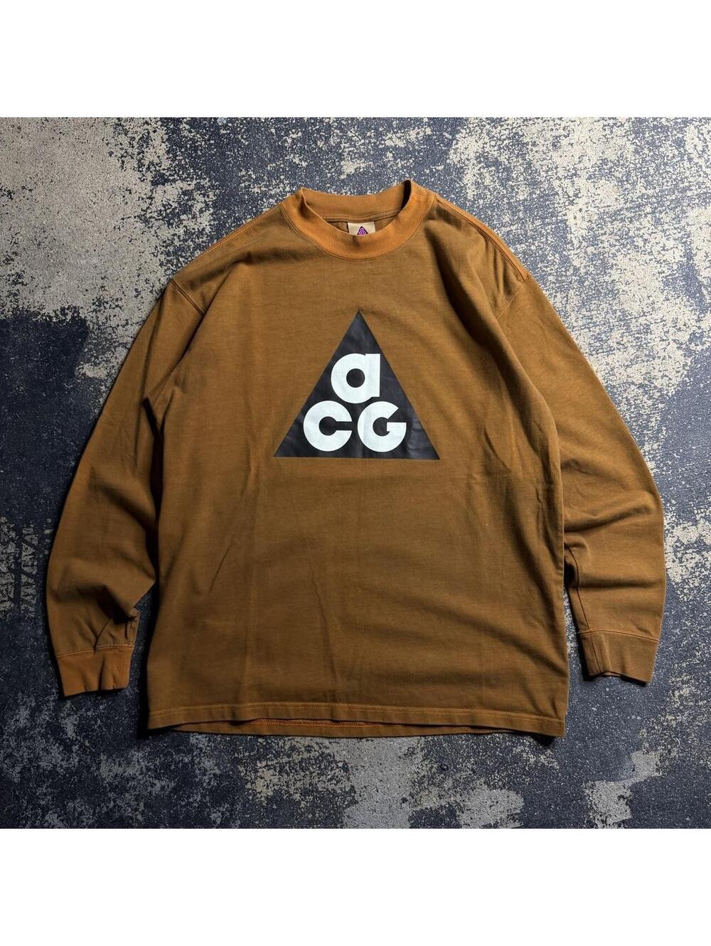 Nike A.C.G Logo Mustard Brown Long Sleeve Shirt